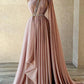 Pink gorgeous shiny beaded long tulle sexy elegant floor-length ball gown evening dress gh3277