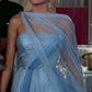 girlhomeshops-(Includes Scarf)Soft Blue Elegant Classic Dress Gradient Dress gh6327