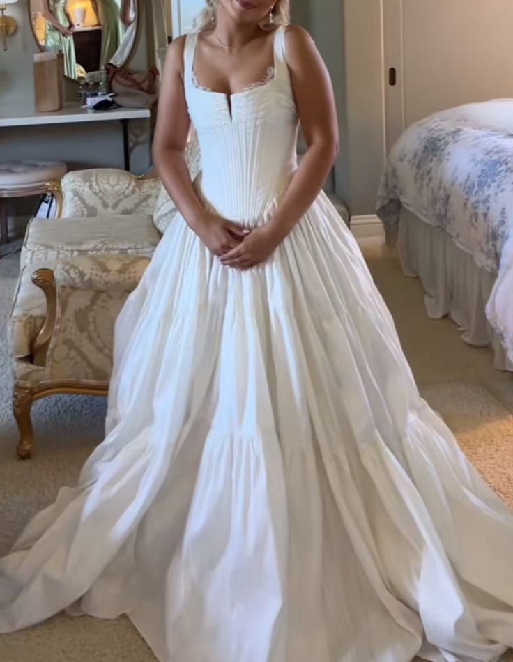 girlhomeshops - Robe de mariée blanche simple, longueur au sol, gh6171