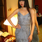 Light Blue Spaghetti Strap Beaded Vintage Pattern Fitted Waist Slim Long Elegant Prom Gown, Evening Party Dress gh8363