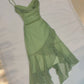 Robe de soirée longue élégante en mousseline de soie à bretelles spaghetti et volants, robe de bal, robe de soirée, gh3419