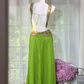 Lime Green Pleated Halter Long Prom Dress, Heavy Gold & Silver Rhinestone Cutout Waist Evening Gown, Sparkly Chiffon Formal Party Dress gh9494
