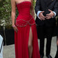 girlhomeshops - Robe longue rouge à perles gh6146