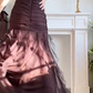 Wine‑Brown Vintage Strapless Sweetheart Prom Gown, Exquisite Rhinestone Applique On Bust, Ruched Tulle Bodice & Waist, Irregular Layered Ruffled Tulle Mermaid Floor‑Length Evening Dress gh8822