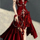 Blue/Burgundy Gorgeous Elegant Delicate Beaded Spaghetti Strap Long Ruffled Velvet Ball Gown Evening Gown Party Dress gh4169
