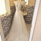 Ivory Lace Sleeveless Cinched Waist Figure-Flattering Full Flared Skirt Long Romantic Dress, Wedding Gown gh7803