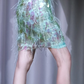 ✨Girlhomeshops-Mint Green Halter Deep V Short Party Dress Sequin Feather Fringe Cocktail Gown gh10055