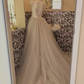 Ivory Spaghetti Straps Cinched Waist Voluminous Full Flared Skirt Long Romantic Dress, Wedding Gown gh7823