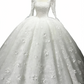 Robe de bal blanche style royal à manches bouffantes - Robe de mariée d'église en dentelle richement brodée gh6968