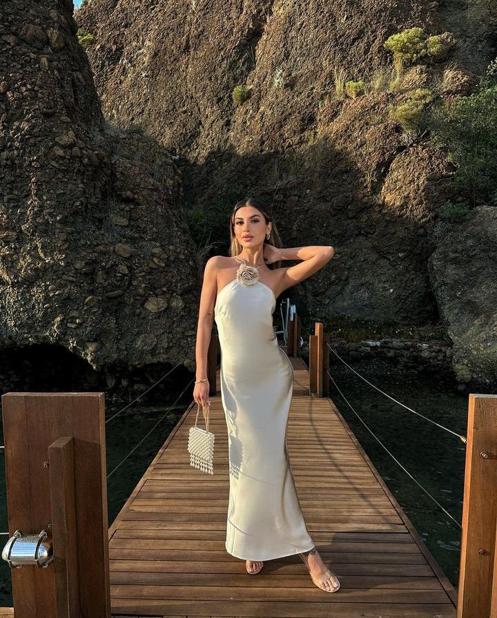 Weißes, langes Abendkleid im Meerjungfrau-Stil aus Satin mit schmalen Trägern, Ballkleid, Ballkleid gh3077