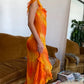 Orange Fashion Gradient Spaghetti Strap Lange Rüschen Elegante Chiffon Ballkleid prom kleid Abendkleid Urlaub Party Kleid gh3319