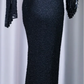 ✨Girlhomeshops-Black Beaded Mermaid Evening Gown Cowl Neck with Embroidered Shawl gh10117