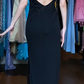 Black Vintage Prom Dress Halter U Neck Diagonal Hand Beaded Column Long Evening Gown gh9618