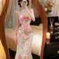 Strapless 2‑Piece Mermaid Evening Gown, Oil‑Painting Floral Corset Top Lace Midi Mermaid Skirt Prom Dress gh9143