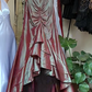 Burgundy Vintage Prom Dress Strapless Twisted Bodice 3D Flower Iridescent Mermaid Long Evening Gown gh9609