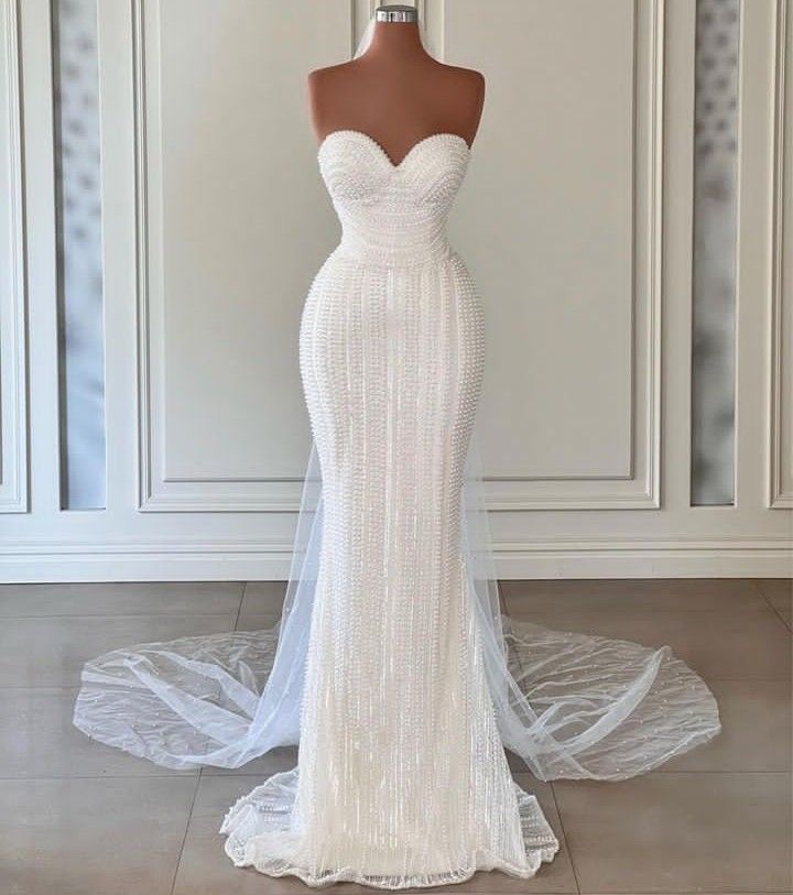 Robe de soirée longue blanche, luxueuse, élégante et exquise / Robe de mariée gh6873
