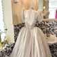 Ivory Puff Sleeve Waist-Cinched Voluminous Princess Skirt Romantic Dress, Wedding Gown gh7612