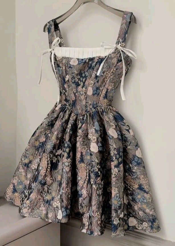 girlhomeshops – kurzes Homecoming-Kleid mit Blumenmuster, Satin, gh5714
