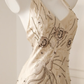 Women Vintage Long Mermaid Formal Dress Halter Neck V Neck Backless Champagne Satin Hand Beaded Floral Vine Embroidery Evening Gown gh9587