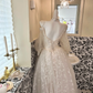 Ivory Spaghetti Straps Sequined Midi-Length & Long Fit Cinched Waist Romantic Dress, Wedding Gown gh7799
