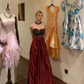 Strapless Sweetheart Burgundy Satin Prom Dress, Hand Beaded Rhinestone Formal Evening Gown with Big Bow gh9874