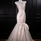 Champagne Soft Flower Twist Strapless Diamond Strap Mermaid Maxi Dress gh6924
