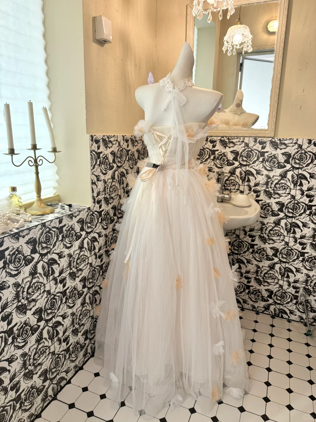 Light Pink Strapless Cinched Waist A-Line Skirt Long Romantic Dress, Wedding Gown gh7790