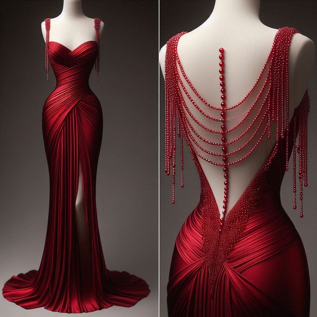 Girlhomeshops-Robe de soirée longue en satin rouge, décolleté en cœur, perles exquises, dos nu, fente, robe de bal, robe de fête d'anniversaire, gh5381