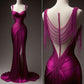 Girlhomeshops-Robe de soirée longue en satin rouge, décolleté en cœur, perles exquises, dos nu, fente, robe de bal, robe de fête d'anniversaire, gh5381
