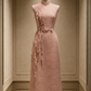 ✨Girlhomeshops-Dusty Pink Sleeveless Qipao with Cascading 3D Floral Tassel gh10519
