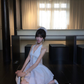 Women Elegant White Halter Homecoming Dress Deep V Neck Cutout Backless A-Line Flare Short Prom Gown gh9446