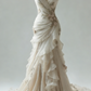 Ivory Vintage Floral Long Tulle Ball Gown Wedding Dress gh4955