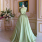 Green Gorgeous Delicate applique Beaded Long Tulle Formal Custom Prom Dress Evening Gown gh3148