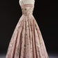 girlhomeshops--PINK DELICATE FLORAL BEADED LONG SATIN PROM DRESS gh5549