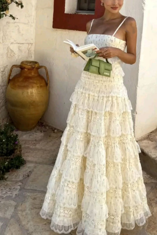 girlhomeshops-Floral Long Spaghetti Strap Chiffon Prom Dress Date Dress gh5941
