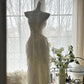Ivory White Romantic Elegant Exquisite Beaded Backless Long Chiffon Ruffle Homecoming Dress Prom Dress Evening Dress Birthday Holiday Party Dress gh4009