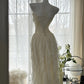 Ivory White Romantic Elegant Exquisite Beaded Backless Long Chiffon Ruffle Homecoming Dress Prom Dress Evening Dress Birthday Holiday Party Dress gh4009