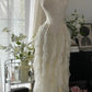 Ivory White Romantic Elegant Exquisite Beaded Backless Long Chiffon Ruffle Homecoming Dress Prom Dress Evening Dress Birthday Holiday Party Dress gh4009