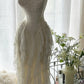Ivory White Romantic Elegant Exquisite Beaded Backless Long Chiffon Ruffle Homecoming Dress Prom Dress Evening Dress Birthday Holiday Party Dress gh4009