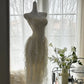 Ivory White Romantic Elegant Exquisite Beaded Backless Long Chiffon Ruffle Homecoming Dress Prom Dress Evening Dress Birthday Holiday Party Dress gh4009