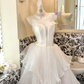 White Spaghetti Straps Waist-Cinched Multi-Layer Skirt Elegant Grand Romantic Dress, Wedding Gown gh7758