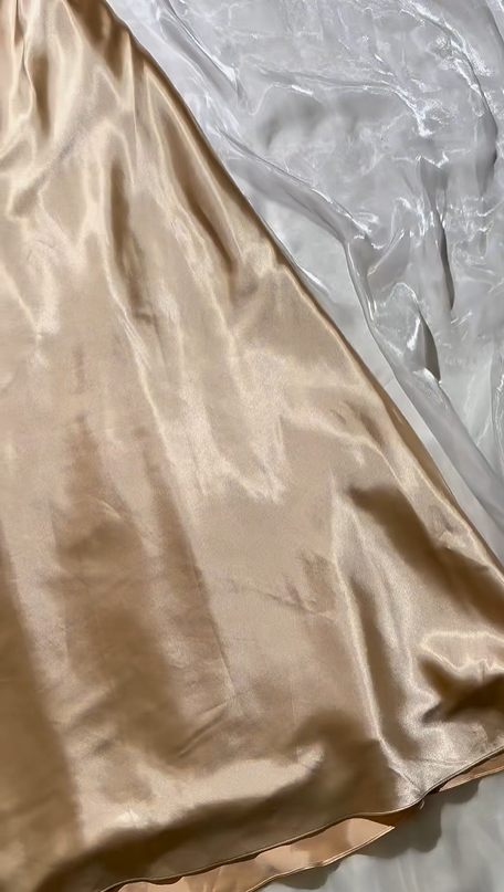 Elegant Champagne Gold Satin Fitted Waist Slim Prom & Evening Party Dress gh8517
