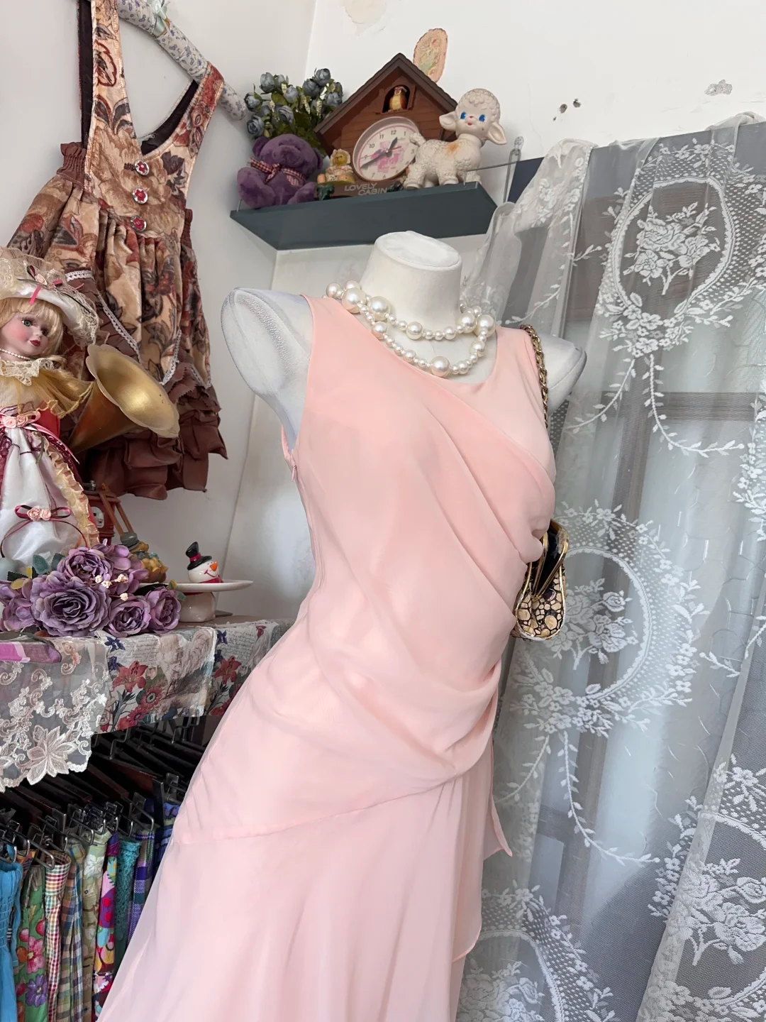 Sexy Vintage Light Pink Sleeveless Fitted Waist Slim Mermaid Prom & Evening Party Dress gh8486