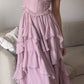 Robe de soirée longue en mousseline de soie et tulle, élégante et vintage, violette, tenue de soirée, de mariage, d'anniversaire, gh4062