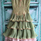 Grün rosa süße Spaghettiträger mehrlagiges langes Spitzentüll Ballkleid Abendkleid Coming-of-Age-Zeremoniekleid gh2931