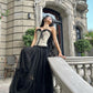 Black Floral Corset Stylish Elegant Long Tulle Ball Gown Evening Gown Garden Party Gown Graduation Gown Prom Gown Wedding Guest Party Dress gh3984