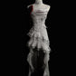 Elegantes graues Retro-Kleid aus Spitze, lang/kurz, ideal für Homecoming, Abschlussball oder Abendveranstaltung (gh3443)