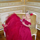 Rosa Mode Einzigartige Rose Spitze Ausschnitt Lange A-Linie lange Satin Ballkleid Abendkleid Partykleid gh3340