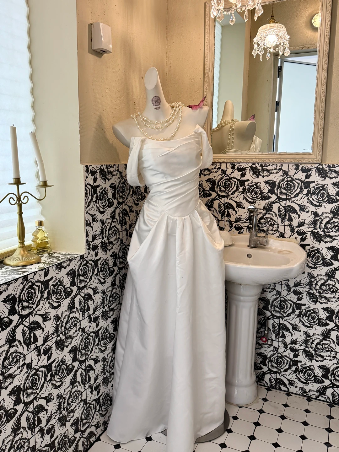 White Satin Waist-Cinched Slimming Luxury Elegant Romantic Dress, Wedding Gown gh7635