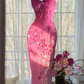 Magenta Gradient Spaghetti Straps Sequined Waist-Cinched Bodycon Sexy Evening Dress, Fairy Gown, Romantic Gown gh7451